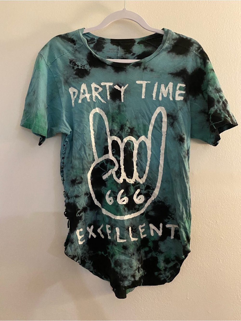 One of a Kind Wayne’s World Inspired Distressed Tie-Dye Graphic Tee